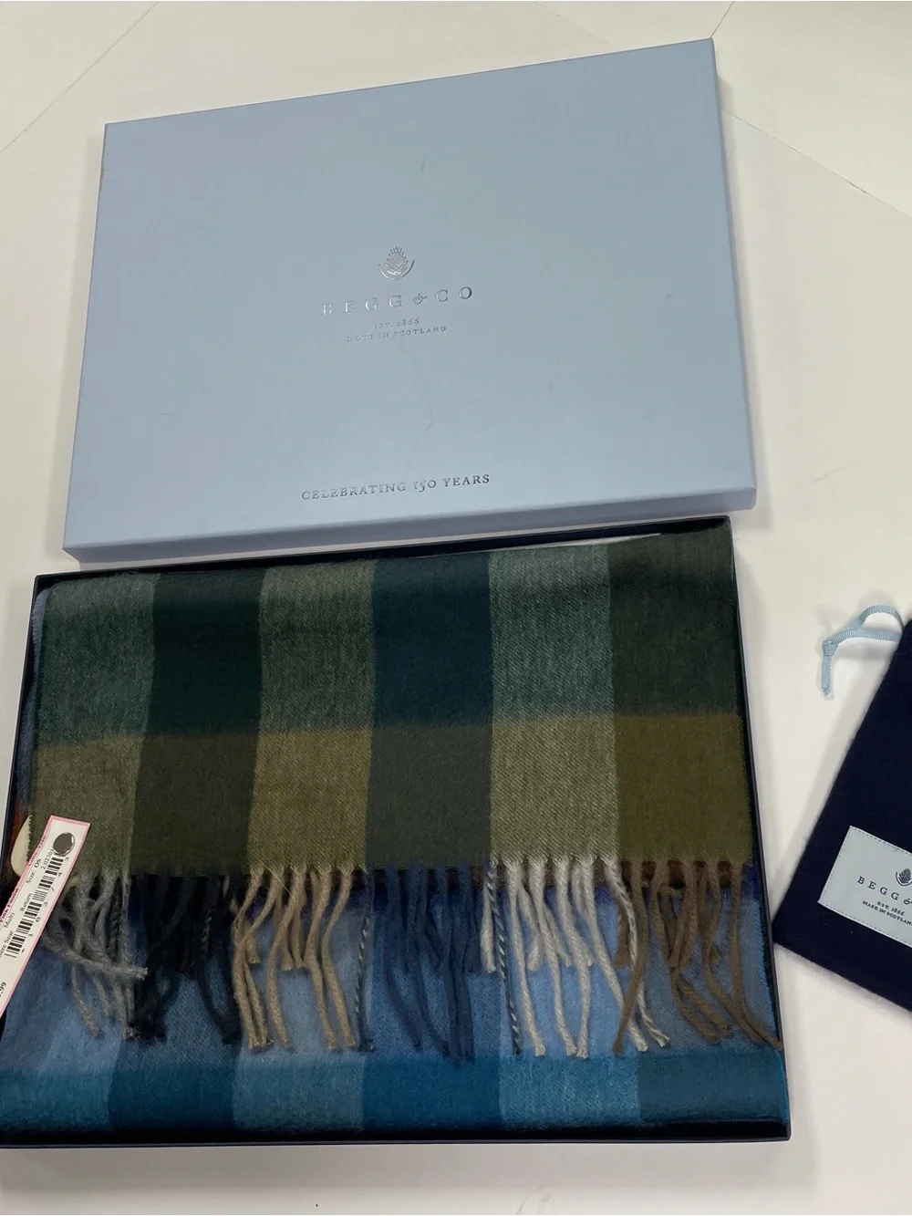 Begg & Co. Multicolor Plaid Cashmere Scarf